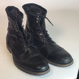 Aldo military, Italian Laceup leather black boots zip side 12.5 high quality
